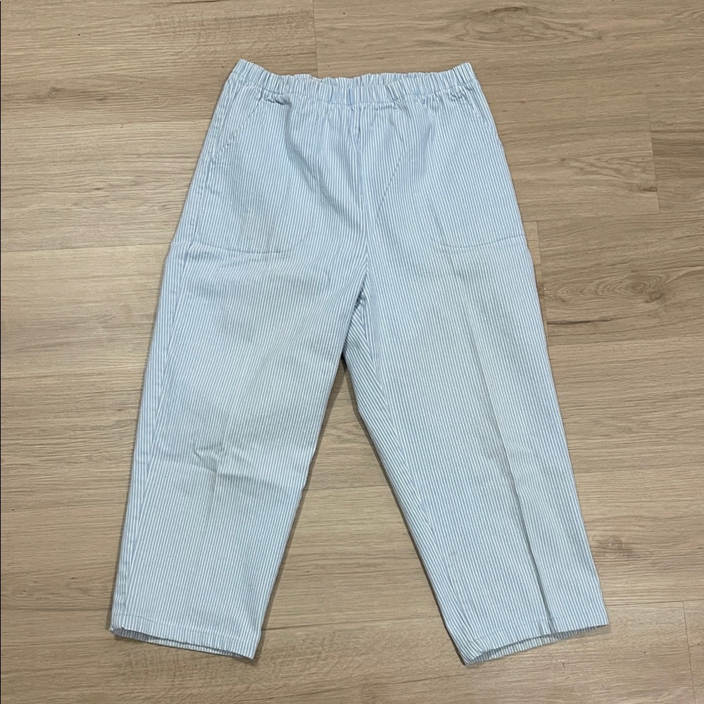 Denim&Co Light Blue Striped Capris